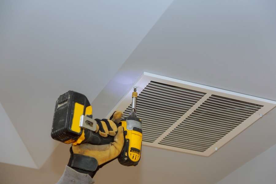 The process of installing mounting skin ceiling covered by ventilation cover